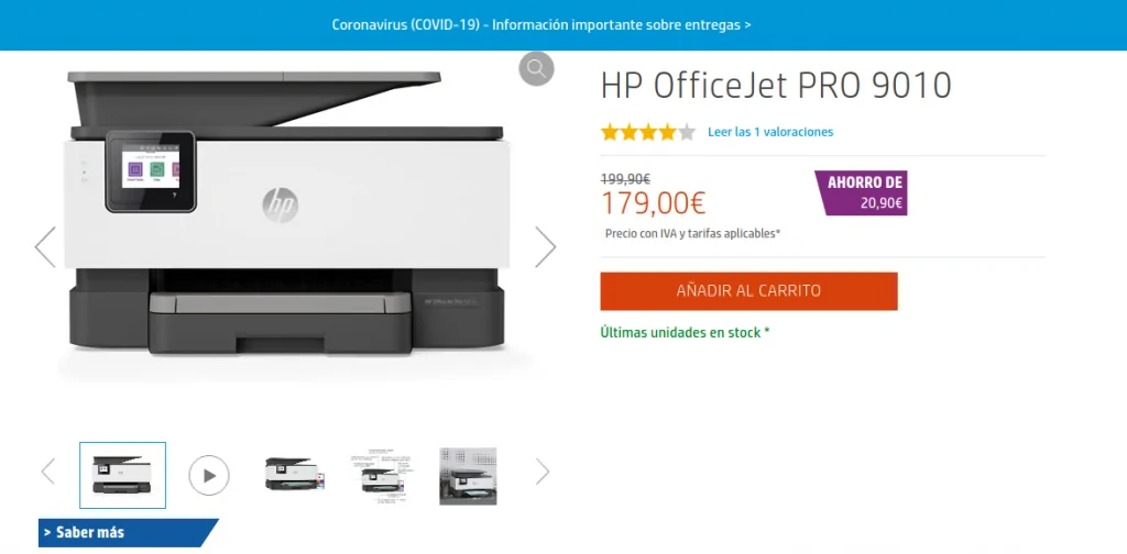HP OfficeJet PRO 9010 Precio