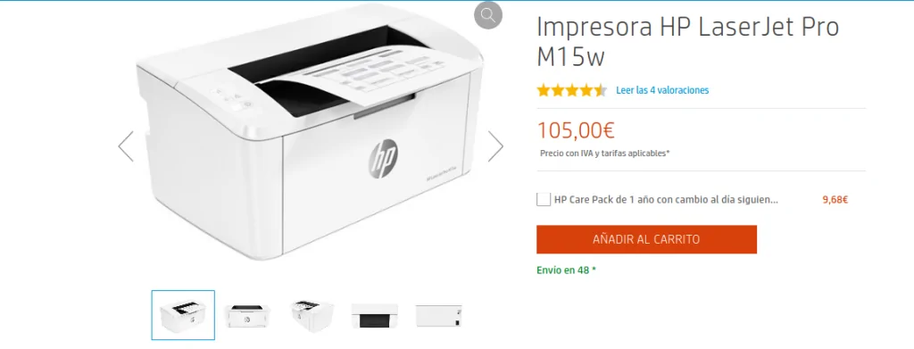precio Impresora HP LaserJet Pro M15w