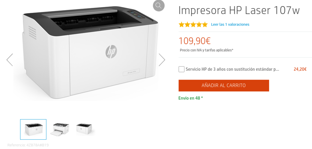 Precio Impresora HP Laser 107w
