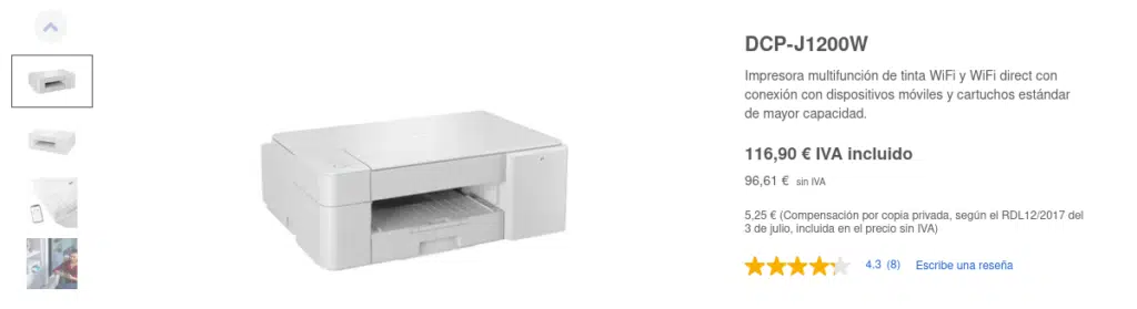 Precio Impresora Multifunción Tinta DCP-J1200W, Brother
