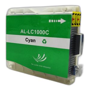 Recambio de tinta cian Premium Brother LC1000C de alto rendimiento. Rendimiento contrastado por nuestros técnicos para reducir costes.


