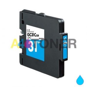  Cartucho de tinta compatible con GC31C, sustituye al cartucho original Ricoh 405702 cyan.
