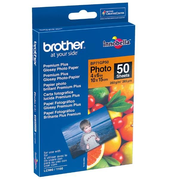Brother BP71GP50 PAPEL GLOSSY 10X15 260G/M2 50H